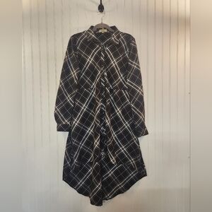 Love Notes Women's Black Plaid Pattern Asymmetrical Hem Dress Size L Goth Chic